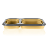 Silikonska kutija za grickalice s velikim priborom za jelo, senf žuta