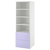 SMASTAD / PLATSA Biblioteka, bela lila/s 2 fioke, 60x57x181 cm