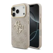 Maska Guess 4G Metal Logo Gold Frame MagSafe 17 Pro roze zlatna