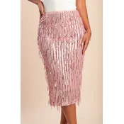 Elegantno midi krilo z bleščicami, roza