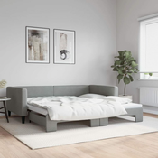 Greatstore Izvlečna dnevna postelja svetlo siva 100x200 cm blago