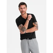 Ombre BASIC mens classic cotton T-shirt with a crew neckline - black