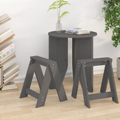 vidaXL Stolček 2 kosa sive barve 40x40x45 cm trdna borovina