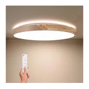 BRILAGI - LED Zatemnjiva svetilka PILANA LED/72W/230V hrast/bež premer 80 cm + daljinski upravljalnik