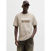 JACK & JONES Majica JCOFusion  svetlo rjava / temno siva / bela