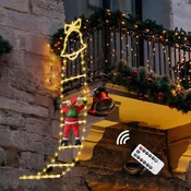 Božične LED Lučke Božiček na Lestvi 160 cm, Bela Svetloba, 8 Načinov Osvetlitve, Vodoodporne, Notranja/Zunanja Uporaba, Dekoracija za Dom in Vrt