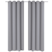 vidaXL Zatemnitvene zavese 2 kosa z obročki 135x175 cm sive barve