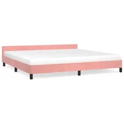 Vidaxl Posteljni okvir z vzglavjem brez vzmetnice roza 200x200cm žamet