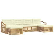 Set vanjskih sofa 6 pcs Bijela i krem 325 x 162,5 x 73 cm
