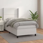 Greatstore Box spring postelja z vzmetnico bel 100x200 cm umetno usnje