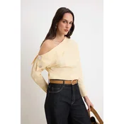 Trendyol Bluza svetlo rumena/bela