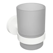 X-ROUND WHITE stensko držalo za kozarec, matirano steklo, bela mat - Bela - Medeninasti - 70x95x105 mm - Sapho - X-ROUND - 24 - Držalo za kozarec - 70 - 95 - 105 - According to recommendation - 14