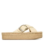 Espadrile Calvin Klein Flatf Espadrill Cross Lth Hdw HW0HW02892 Écru