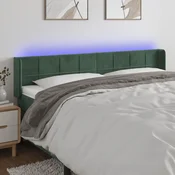 Vidaxl vidaXL Vzglavje postelje z LED diodo temno zeleno 203x16x78/88 cm žametno