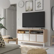 KALLAX TV klupa s podokvirom, belo b. im. hrastovine, 147x39x78 cm