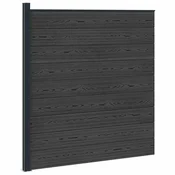 Vidaxl Plošča ograje WPC in aluminij Črna