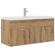 Vidaxl Kopalniška omarica z vrati Umetni hrast 100 x 38,5 x 46 cm
