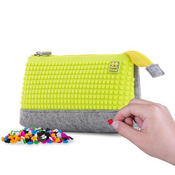 PIXIE CREW veliko etui SIVO/NEON RUMENO