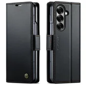 CaseMe Ovitek Flip za Samsung Galaxy Z Fold7 5G z liči denarnico - črn