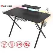 Genesis Holm 300 Gamer miza z RGB osvetljavo, črna