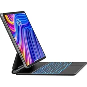 shumee Ovitek Earto za iPad Air 2024 12,9-palčni s tipkovnico, QWERTZ razporeditev, črn