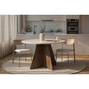 HANAH HOME Trpezarijski sto Virella Travertine Venezia Walnut