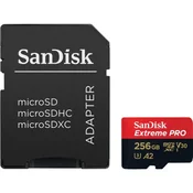 SanDisk Extreme PRO microSDXC 256 GB + SD adapter 200 MB/s in 140 MB/s A2 C10 V30 UHS-I U3