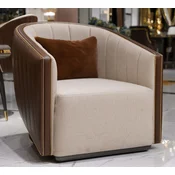 Casa Padrino luxury designer armchair natural/brown/gray - Living room armchair - Hotel armchair - Living room furniture - Luxury furniture - Living room furnishings - Luxury furnishings