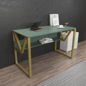 Hanah Home Radni sto Lona, 120x72,8x60 cm, Maslina-Zlatne boje