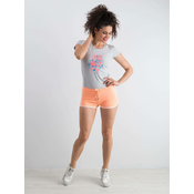 Shorts with trimming and text print apricot