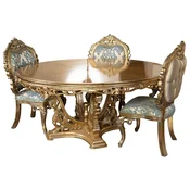 Casa Padrino luxury baroque dining table gold - Round baroque style dining room table - Round baroque style kitchen table - Luxury dining room furniture in baroque style - Baroque furniture