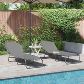 Sklopiva ležaljka za suncanje 2 pcs Siva 188 x 57 x 86,5 cm