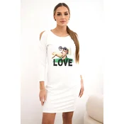 Ecru dress with love print