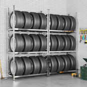 Stalci za gume s 3 razine 2 kom srebrni 110x40x200 cm celicni