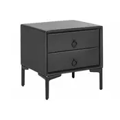 Nočna omarica Berwyn 305 (Črna) Črna, 45x44x38cm, MDF plošča, Eko usnje
