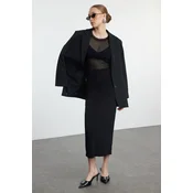 Trendyol Black Gathered Drape Detailed Maxi Wrapped Flexible Skirt