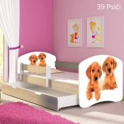 Dječji krevet ACMA s motivom, bočna sonoma + ladica 160x80 cm 39-psici
