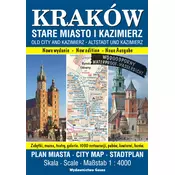 GAUSS Krakov: Staro mestno jedro in Kazimierz 1:4000. Laminiran zemljevid / Načrt mesta. Izdaja 2023/2024.
