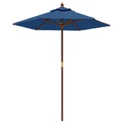 Vrtni suncobran s drvenim stupom azurnoplavi 196 x 231 cm