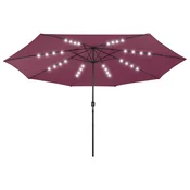 Vrtni suncobran s LED svjetlima 400 cm bordo