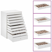 shumee vidaXL Škatla za nakit 10 plasti z držali za ure Bela 29x20,5x40,5 cm