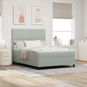 vidaXL LED Box Spring Postelja Svetlo siva 140 x 190 cm Žamet