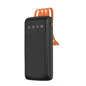 DUDAO K6Pro 10000mAh prenosna baterija z vgrajenim USB-C MicroUSB kablom za iPhone Lightning - črna