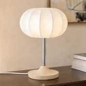 Namizna svetilka NOLA Elovie, naravna/krom, tkanina/travertin, 35 cm - Dnevna soba/jedilnica - Skandinavski - bež, bela, krom - Tkanine/tekstil