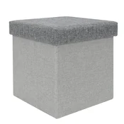 MHOME Zložljiv tabure s pokrovom 33x33xh33cm/siv/poliester, mdf, (5000199760)