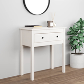 vidaXL Konzolna mizica bela 70x35x75 cm trdna borovina