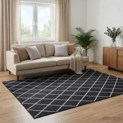 vidaXL Preproga ORIZ Črni diamantni vzorec 160 x 160 cm 100% poliester