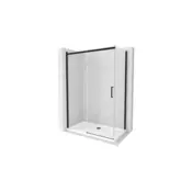 Mexen Omega drsna tuš kabina 140 x 80 cm, prozorna, črna + plitev tuš, bela - 825-140-080-70-00-4010B