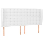 Vidaxl Vzglavje z ušesi belo 183x23x118/128 cm umetno usnje