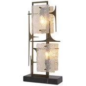 Casa Padrino luxury table lamp antique brass/black 32.5 x 15 x H. 72 cm - Elegant desk lamp with marble base and glass lampshades - Luxury lighting - Luxury furniture - Luxury interior